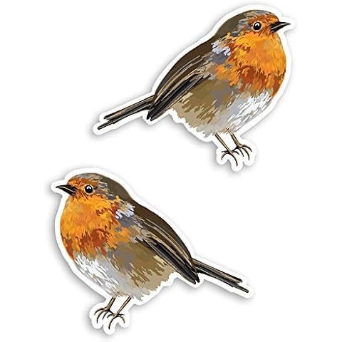 2 x 10cm Cute Red Robin Vinyl Stickers - Bird Wildlife Garden Fun Sticker #30913 (10cm Wide) Cover