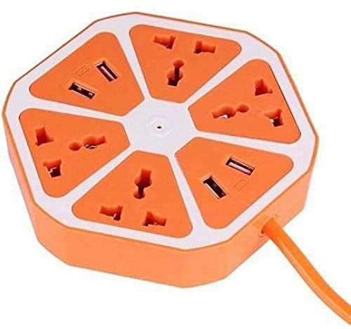 Sawariya Traders USB Hexagon Power Extension Board with 4 Universal Sockets & 4 USB Charging Ports Fireproof Spike Guard Multicolour Power Strip with Overload Protection Compact(1PCS)-image-13