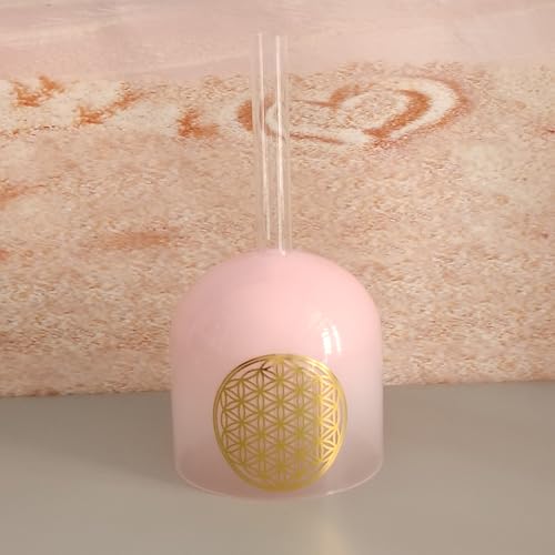 ENERGYSOUND Pink Color Handle Clear G# Zeal Chakra Pattern Quartz Crystal Singing Bowl 6 inch