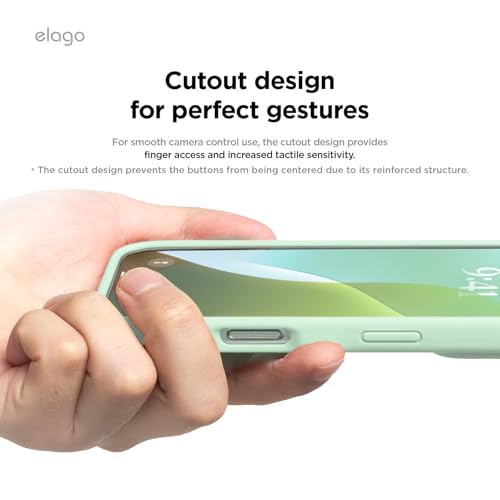 Image of elago Compatible with iPhone 16 Case, Premium Liquid Silicone Case, Full Body Protective Cover, Shockproof, Slim Phone Case, Anti-Scratch Soft Microfiber Lining, 6.1 inch (Soft Mint)