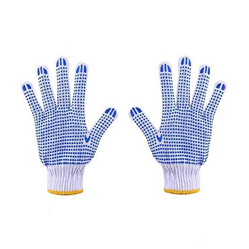 12pairs Work Gloves with PVC Dots Polyester String Knit Shell Safety Protection for Mechanic Industrial Warehouse Gardening Construction
