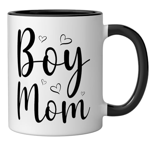 Taza de cerámica Boy Mom 11 onzas negra/blanca miniatura 2