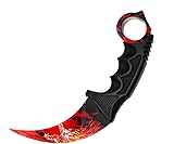 Generisch Hochwertiges 19cm CSGO Karambit Messer Übungsmesser Trainingsmesser Real-Life-Sammlung Jagd Survival Outdoor Counter-Strike Global Offensive Jagdmesser Knife (Red Dragon [Scharf!])