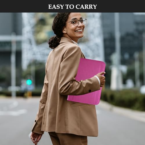 Image of ProCase Portfolio Business Padfolio Folder with Zipper -Magenta | Conference Meeting Executive File Legal Document Organizer with Pockets Letter Size A10 Writing Pad Notepad Padfolio