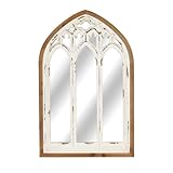 Synovana Arch Window Wall Mirror - Farmhouse Cathedral Wall Decor with Wooden Frame for Entryway Hallway Living Room - 16.14' x 1.38' x 25.2'