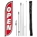 LookOurWay Open Feather Flag Complete Set with Pole and Ground Spike, Red/White