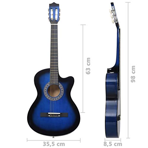 Basswood Guitare acoustique 63 cm Mensur 98 cm de long Instrument de musique Bleu pour les amateurs débutants - Les Beatles, Paul McCartney, John Lennon, RIngo Starr, George Harrison Basswood Guitare acoustique 63 cm Mensur 98 cm de long Instrument de musique Bleu pour les amateurs débutants – Image 3