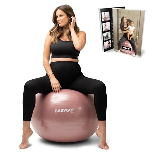 Image of BABYGO Birthing Ball - Pregnancy Yoga Labor & Exercise Ball & Book Set Trimester Targeting, Maternity Physio, Birth & Recovery Plan Included Anti Burst Eco Friendly