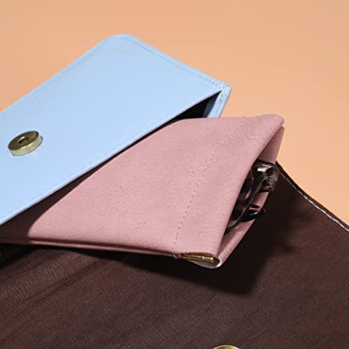 Image of 4Pcs Squeeze Top Glasses Case, Glasses Cases Soft, Portable Sunglass Case Soft Leather Eyeglass Case for Women Men Kid