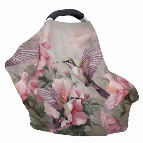Image of Coldinair Hummingbird Multifunctional Nursing Cover Multi Use Cover for Baby Floral Car Seat Canopy Shopping Cart Cover,Stroller Cover