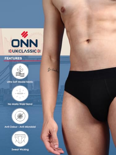 Image of ONN UK Classic Men's Ultra Soft Modal Fabric Brief with Feather Touch Ultra Soft Waistband (Pack of 1)