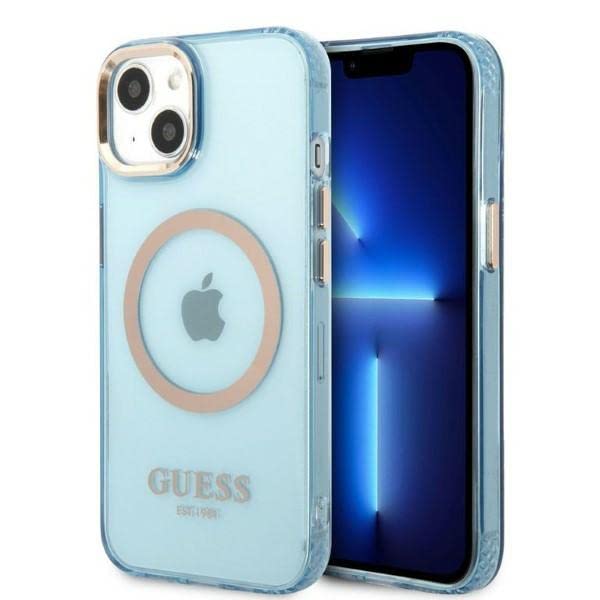 Guess GUHMP13MHTCMB Coque Rigide pour iPhone 13 6,1" Bleu/BL
