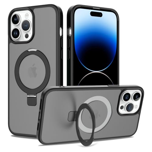 Image of Magnetic for iPhone 14 Pro Max Case, 6.7 inch, Compatible with MagSafe, Rugged Kickstand, Not-Yellowing Military-Grade Protection, Matte Black