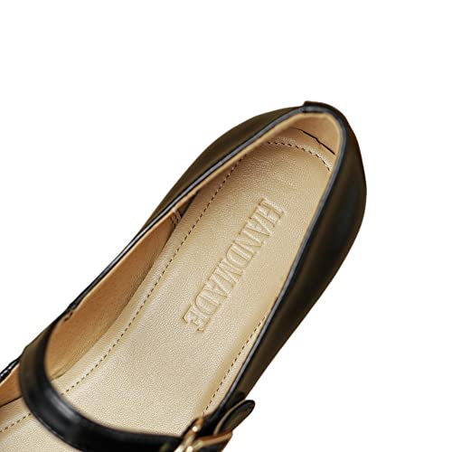 TinaCus Women's Genuine Leather Handmade Pointed Toe Flats Buckle Mary Janes Cute Dress Shoes3