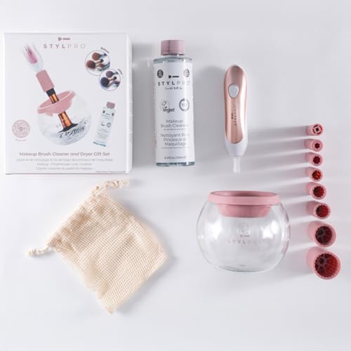 Set de regalo STYLPRO: Limpiador y Secador de Brochas de Maquillaje en oro rosa y blanco. Limpia y seca en 30s, elimina suciedad, impurezas, manchas, apto para veganos, ¡se adapta a todos los tamaños! - imagen 6