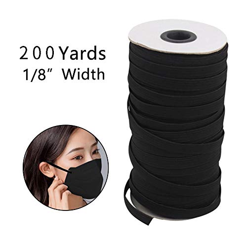 Holshop 1/8 inch Elastic Cord Heavy Stretch String Braided Elastic Band/Elastic Rope 109 Yard Sewing Elastic Spool for Jewellery Making, Beading (Black- (3mm,182m))