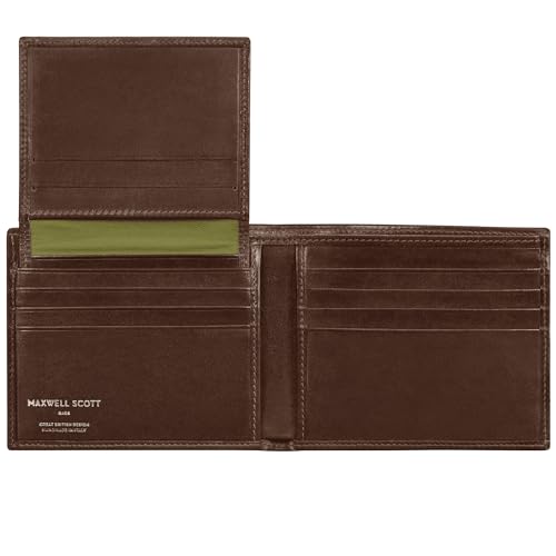 Maxwell Scott - Mens Luxury Leather 2-in-1 Trifold Wallet with Detachable Card Holder and ID Window - The Asti Dark Brown