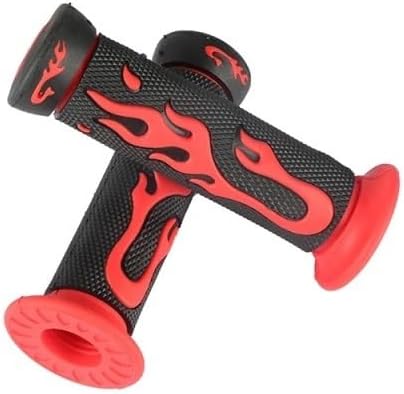 Motorcycle Grip 22mm 7/8 Inch Flame Handlebar Universal Handle Anti-Slip Grip Accessories Fit For CRF YZF KXF SXF SSR SDG(Red)