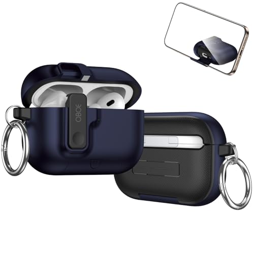 Image of Oboe Aegis Case 'Compatible with' Apple Airpods Pro 3 Case Full Protection Cover with Phone Stand, Magnetic Lock & Keyring (Blue) [AIRPODS & Charging CASE NOT Included]