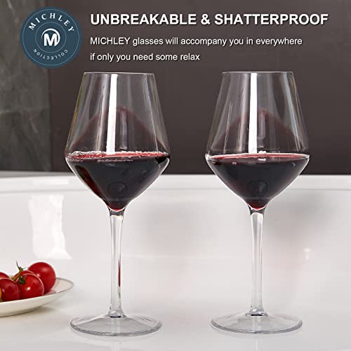 Michley Unbreakable Stemmed Wine Glass 100% Tritan Plastic Dishwasher Available Glassware 15 Oz, Set Of 4 #TOP7