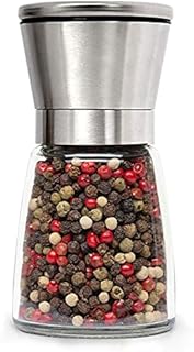 Skycase Pepper & Salt Mill, Brushed Stainless Steel Grinder Pepper & Salt Mill & Original Premium Glass (1 Piece)
