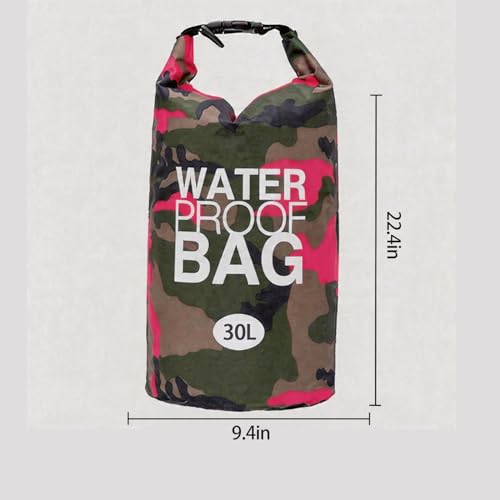 Bolsa seca camuflaje 30L, mochila con diseño Roll-Top para kayak, rafting, natación y pesca - Rosa Camuflaje miniatura 2