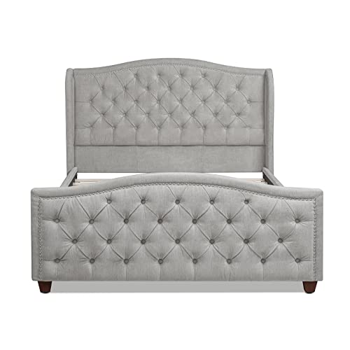 Jennifer Taylor Home Zayla Wingback Upholstered Platform Bed Frame (Silver Grey Polyester, Queen (U.s. Standard)) #TOP1