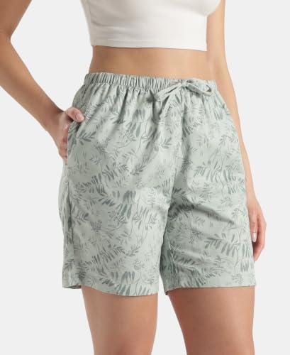 Image of Jockey RX15 Women Super Combed Cotton Yarn Dyed Woven Relaxed Fit Striped Shorts with Side Pockets (Colors & Prints May Vary)