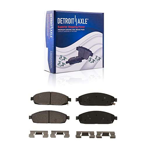 Image of Detroit Axle - Front Drilled & Slotted Rotors Brake Pads w / 20pc Wheel Lug | Nuts Replacement for 2005-2010 Jeep Commander Grand Cherokee - 24pc Set