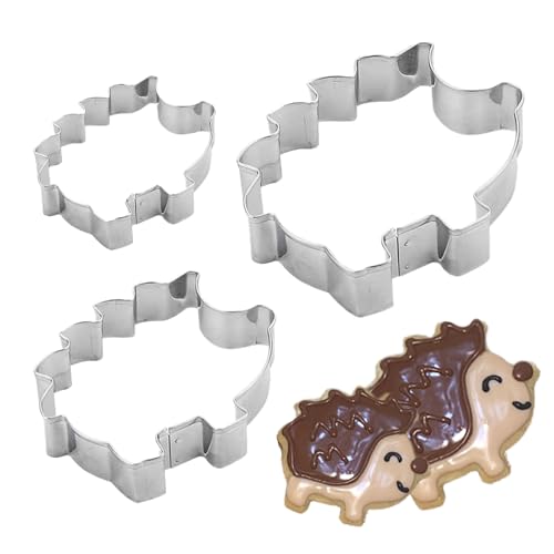 Xijobido Cortadores de Galletas para Hornear - 3 Piezas Motivo Erizo Accesorios de Repostería,Juegos De Cortadores De Galletas De Acero Inoxidable Para Acción De Gracias,Para Pasteles Postre Fiesta