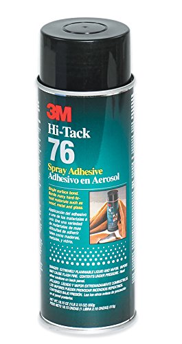 3M 76 Hi-Tack Spray Adhesive, 1 to 60 min Application Time, 24 fl oz Aerosol Can, Clear (Case of 12)