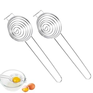 2pcs Egg White Separator, Stainless Egg Separator,Practical Kitchen Gadgets, Spiral Structure, Extended Handle, Suitable for Cooking, Baking and Making The Cake