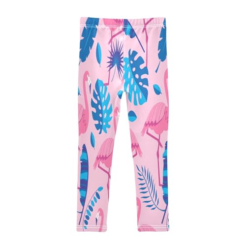 Bolaz Toddler Girls Leggings Printed Yoga Pants Leggings Bule Leaves Pink Flamingos for Kids2