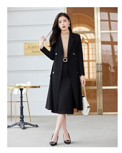 Womens 2 Piece Skirt Suits Set Solid Color Overcoat and Pencil Skirt Office Ladies Formal Work Wear3