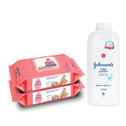 Johnson's Baby Skincare Wipes with Lid, 144's +Johnson's Baby Powder 600g