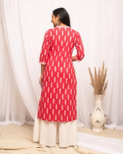 Image of FIORRA Women's Cotton Straight Fit Straight Kurta