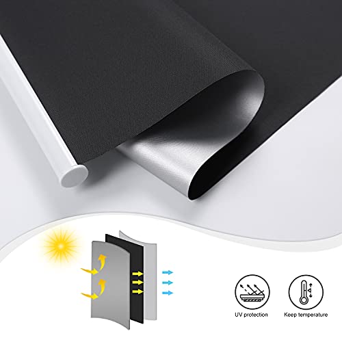 Roller Shades Pull Down Blackout Shades Cordless Window Blinds With Spring System Thermal Shades For Bedroom & Office 35X72, Black #TOP1