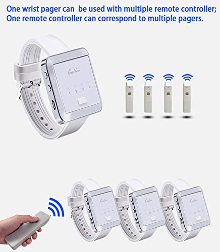 Taidacent Wireless Remote Control Emergency Pager Wireless Calling System Wrist Pager + Remote Control Restaurant / Club / Bath Emergency Alarm Old People Patients (1 Remote Control + 8 Wrist Pagers)