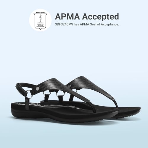 Image of DREAM PAIRS Women's Flat Sandals Arch Support Orthopedic Comfortable Soft Cushion Summer T-Strap Walking Thong Sandals
