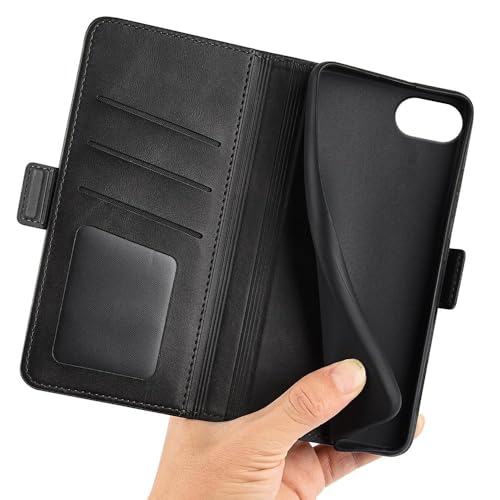 Image of Havilah for iPhone 16e Dual-Side Magnetic Buckle Horizontal Flip Faux Leather Phone Case iPhone 16e Case Cover(Black)