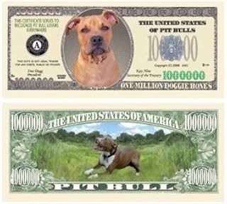 American Art Classics Pit Bull Dog Million Dollar Bill - Comes in Currency Holder Protector - Best Gift for Pit Bull Lovers