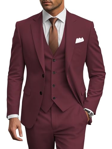Men's Suit 3 Piece Wedding Slim Fit Suits for Men Two Solid Button Notched Lapel Wedding Ceremony,Prom Date2