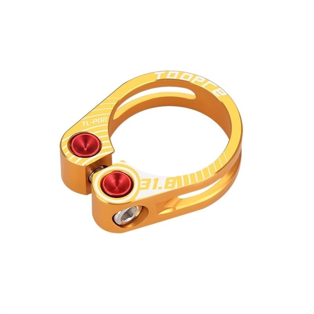 Bike Seat Clamp 31.8/34.9mm Aluminium Alloy Bike Seat Clamp Hollow Locking Mountain MTB BMX Road Bicycle Seatpost(31.8mm-Gold)