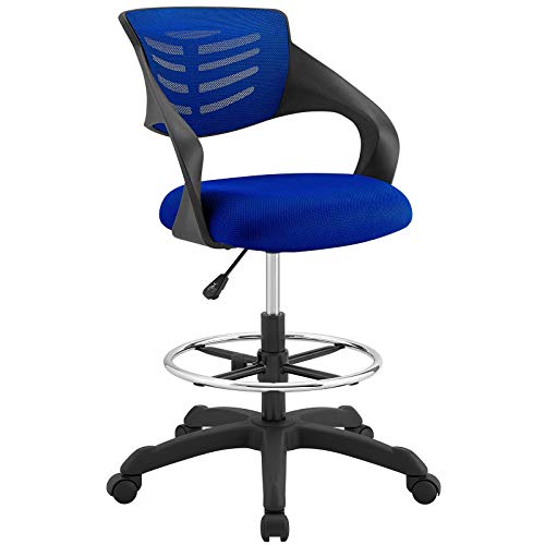Image of Modway Thrive Drafting Chair - Tall Office Chair for Adjustable Standing Desks in Blue