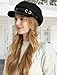 FEOYA Women's Beret Hat Vintage Leather Buckle Denim Style Fashion Newsboy hHats for Women Black