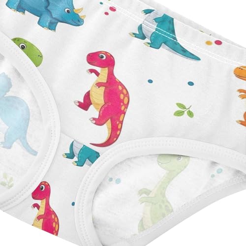 Girls Underwear Toddler 2t Cotton Little Girl Panties Fancy Briefs Underpants Colorful Cartoon Dinosaurs White4