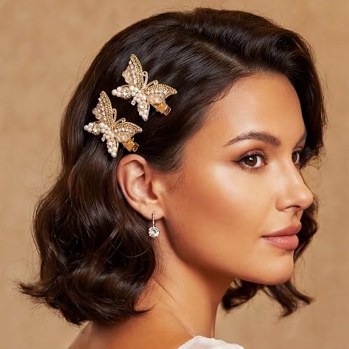 Pinzas para cabello en forma de mariposa dorada pack 2 miniatura 7