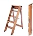 Escalier Multifonctionnel Tabourets Echelle à 5 marches Bois Ascension des échelles Pliant Escabeau, Taille Unique Marron foncé