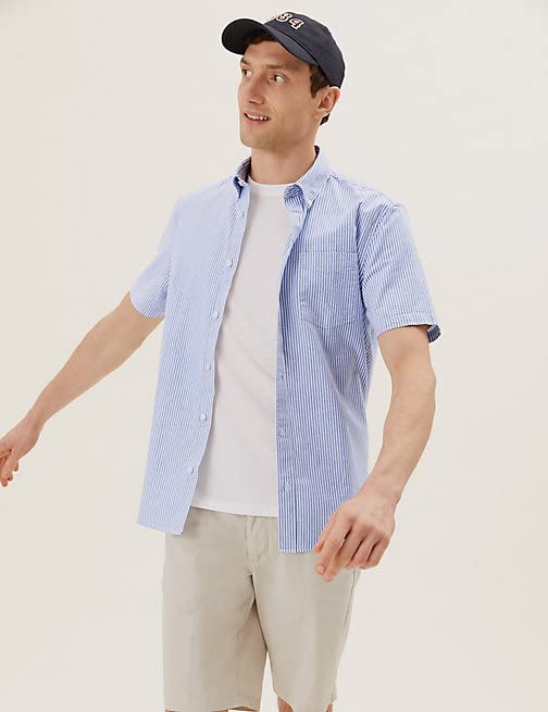 Image of Marks & Spencer Men's Striped Regular Fit Shirt