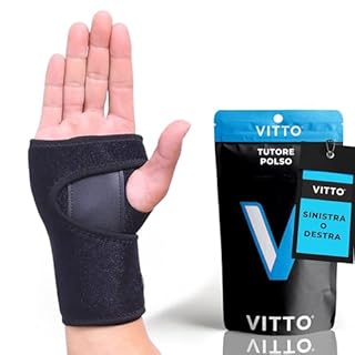 VITTO Tutore Polso - Polsiera per Sollievo dal Dolore per Tunnel Carpale, Slogature, Tendinite e Artrite (Sinistra, S/M)